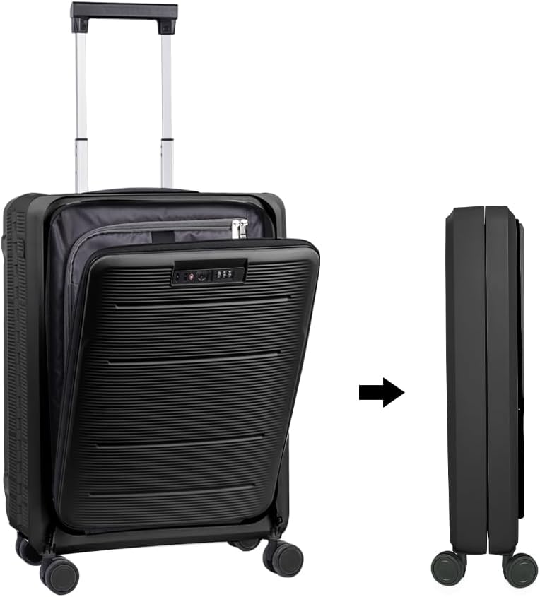 Collapsible 20in Carry-on, Durable, Silent Spinner Wheels for smooth gliding, Scratch, Water & Impact Resistant, TSA Lock, 38L